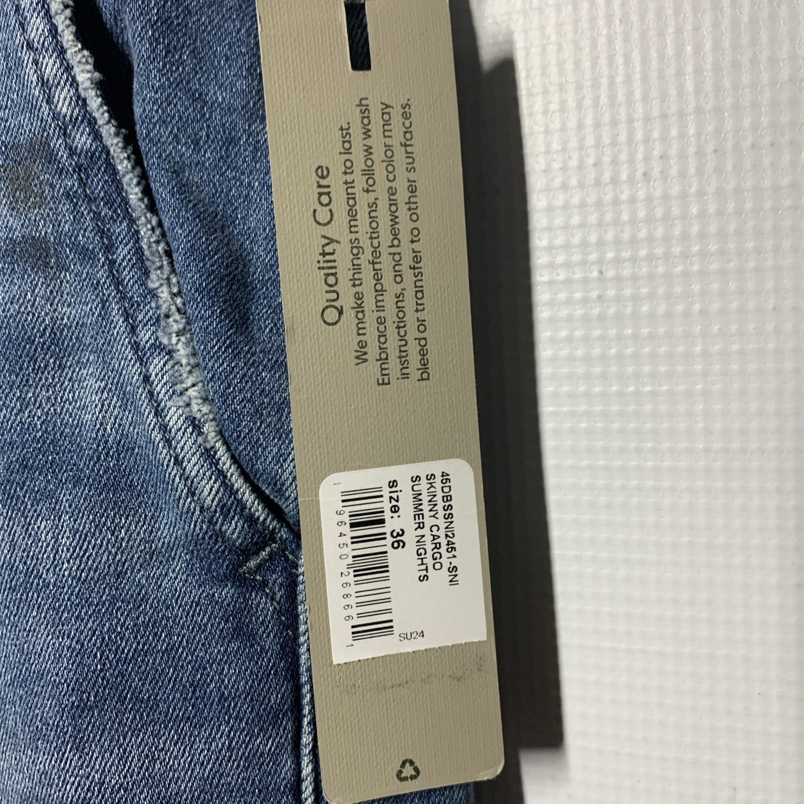 Hudson Men’s Skinny Summer Night Cargo Paint Splat Jeans 36 Long Pants w/Pockets