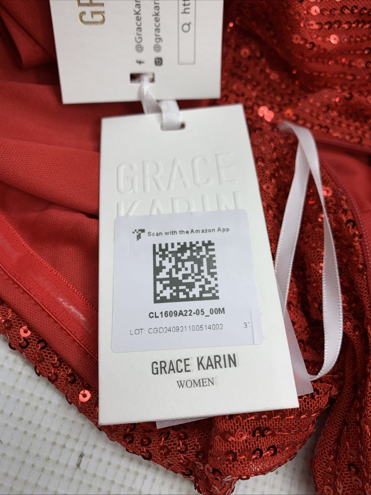 Grace Karin Womens Sequin One Shoulder Dress Party Cocktail Wedding Size M Red