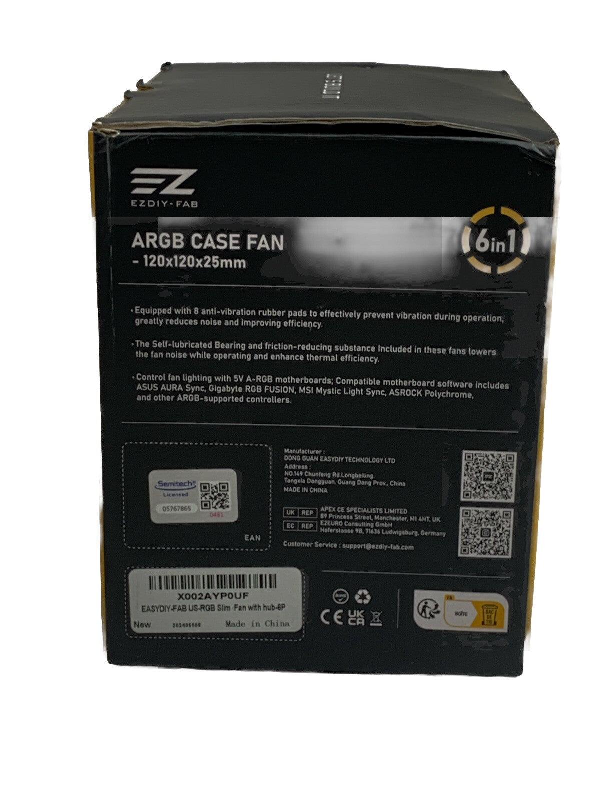 EZDIY-FAB Moonlight 120mm RGB PWM for Desktop Case Fan-6 Fans 120x120x25/mm