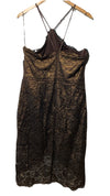 Adrianna Papell Size 18 Bronze Foil Lace Sheath Party Cocktail Dress Sleeveless