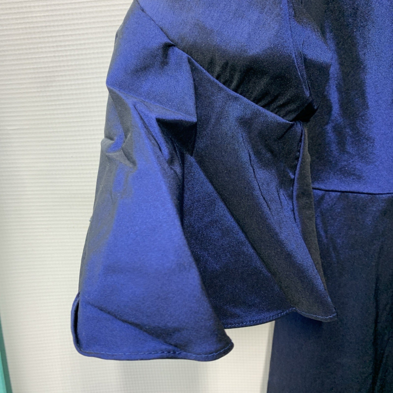 Alex Evenings Women's Short Taffeta Portrait Collar Formal Dress Blue Size 12