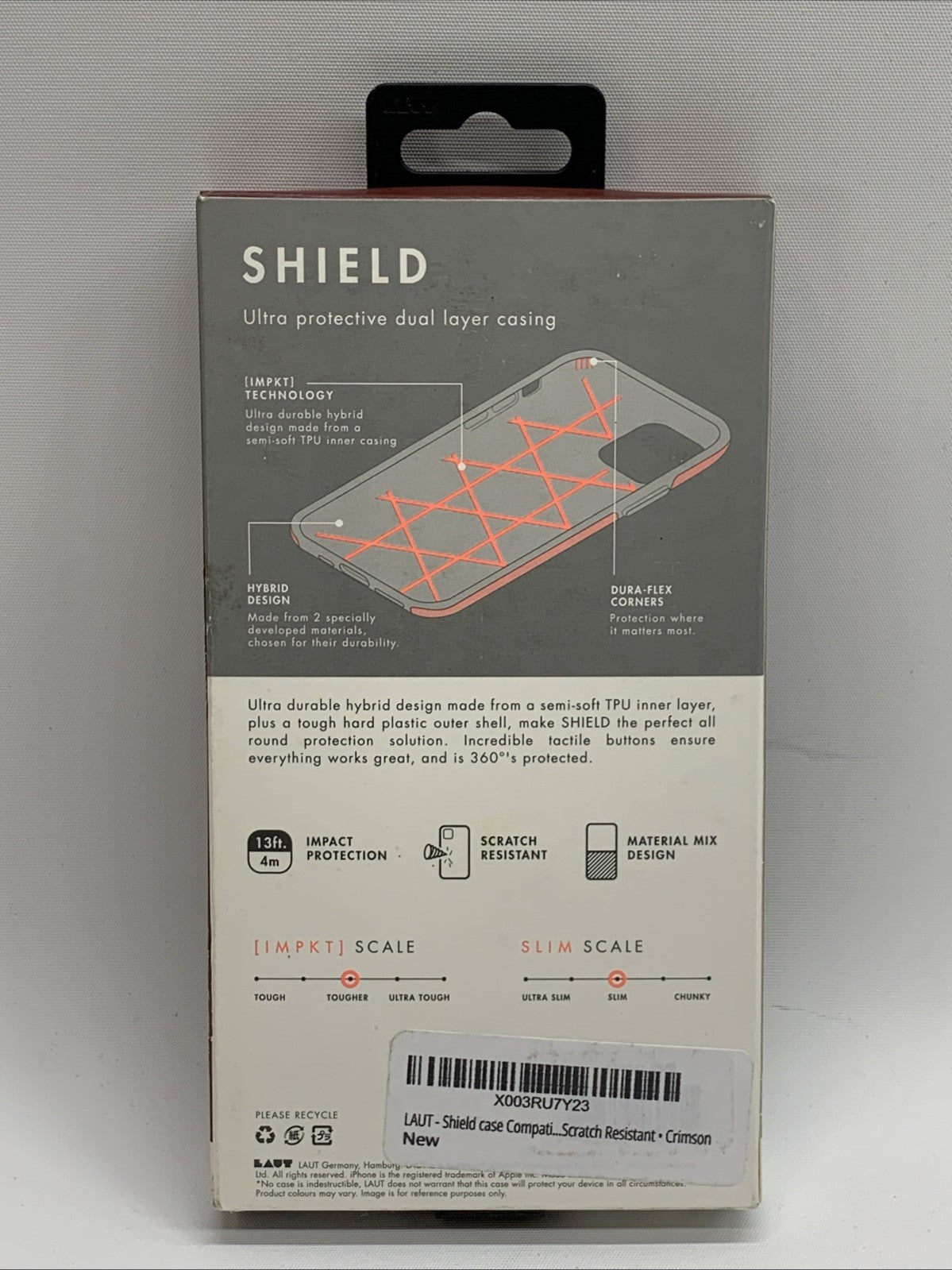 LAUT Shield Series Dual Layer Case for Apple iPhone 12 Pro Max - Crimson Red