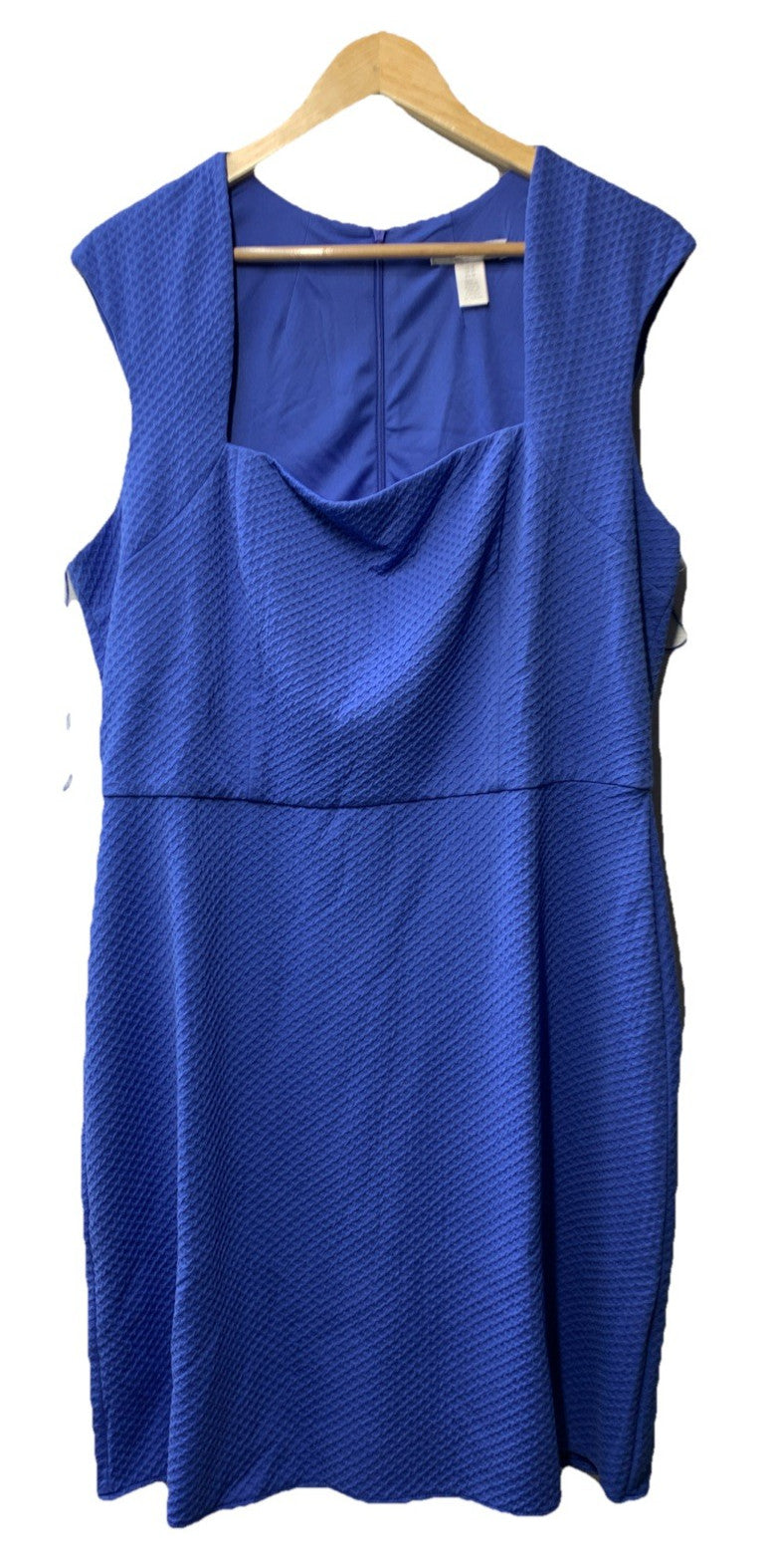 London Times Women's Square Neck Sheath Summer Sleeveless 16 Formal Blue Dress