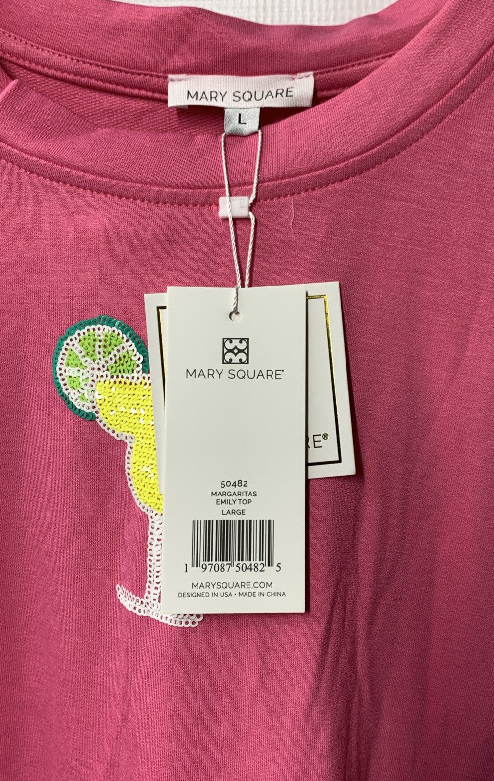 Emily Margaritas Pink On-The-Go Polyester Blend Loungewear Short Shirt Set Large