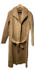 Tahari Women's Marla Wool-Blend Wrap Coat Long Sleeve Elegant Size XS Caramel