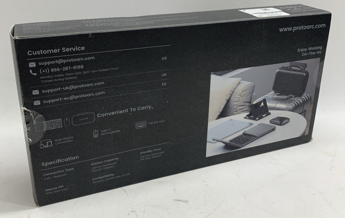 ProtoArc XKM01 Foldable Full-Size Wireless Keyboard and Mouse Combo Portable