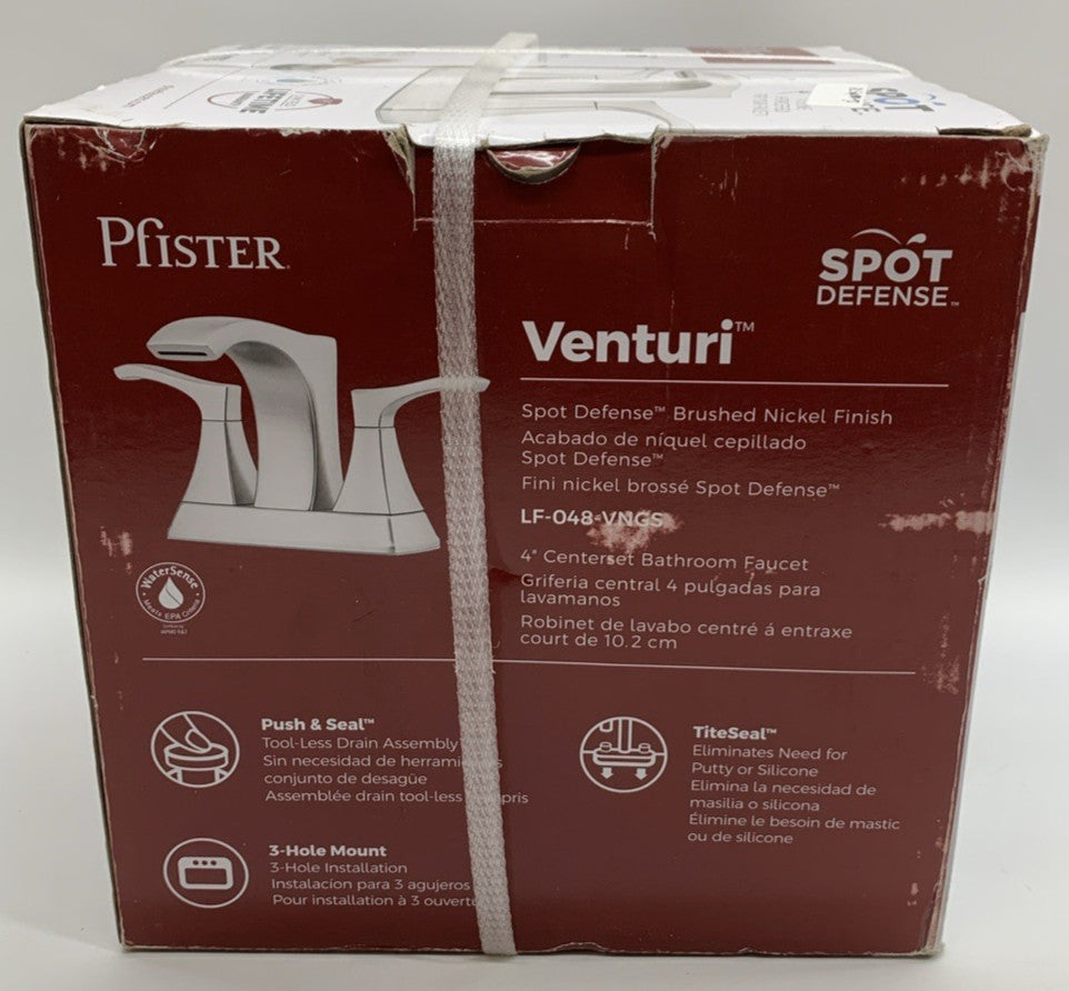 Pfister Venturi LF-048-VNGS Center Set 2-Handle Bathroom Faucet Brushed Nickle
