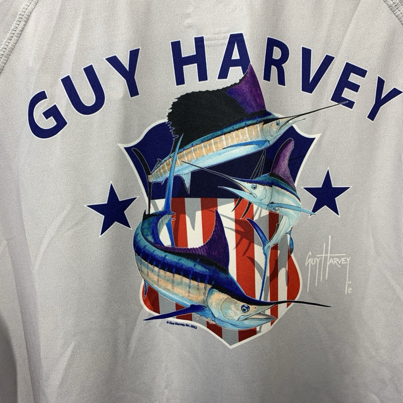 Guy Harvey Men's American Classic Performance Raglan Sun Protection Top Large
