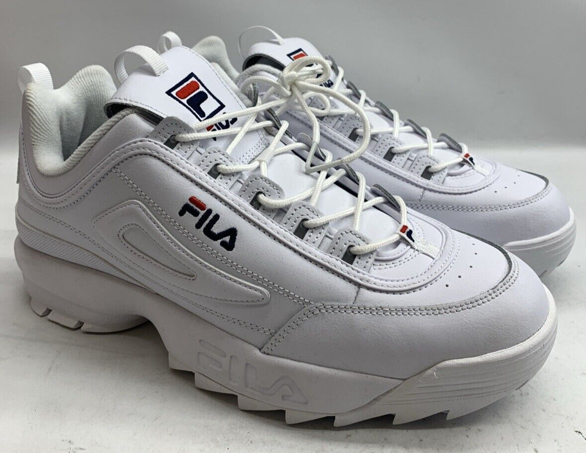 Fila Men's Strada Disruptor II Sneakers White US 14 Lace-up Shoes Lightweight