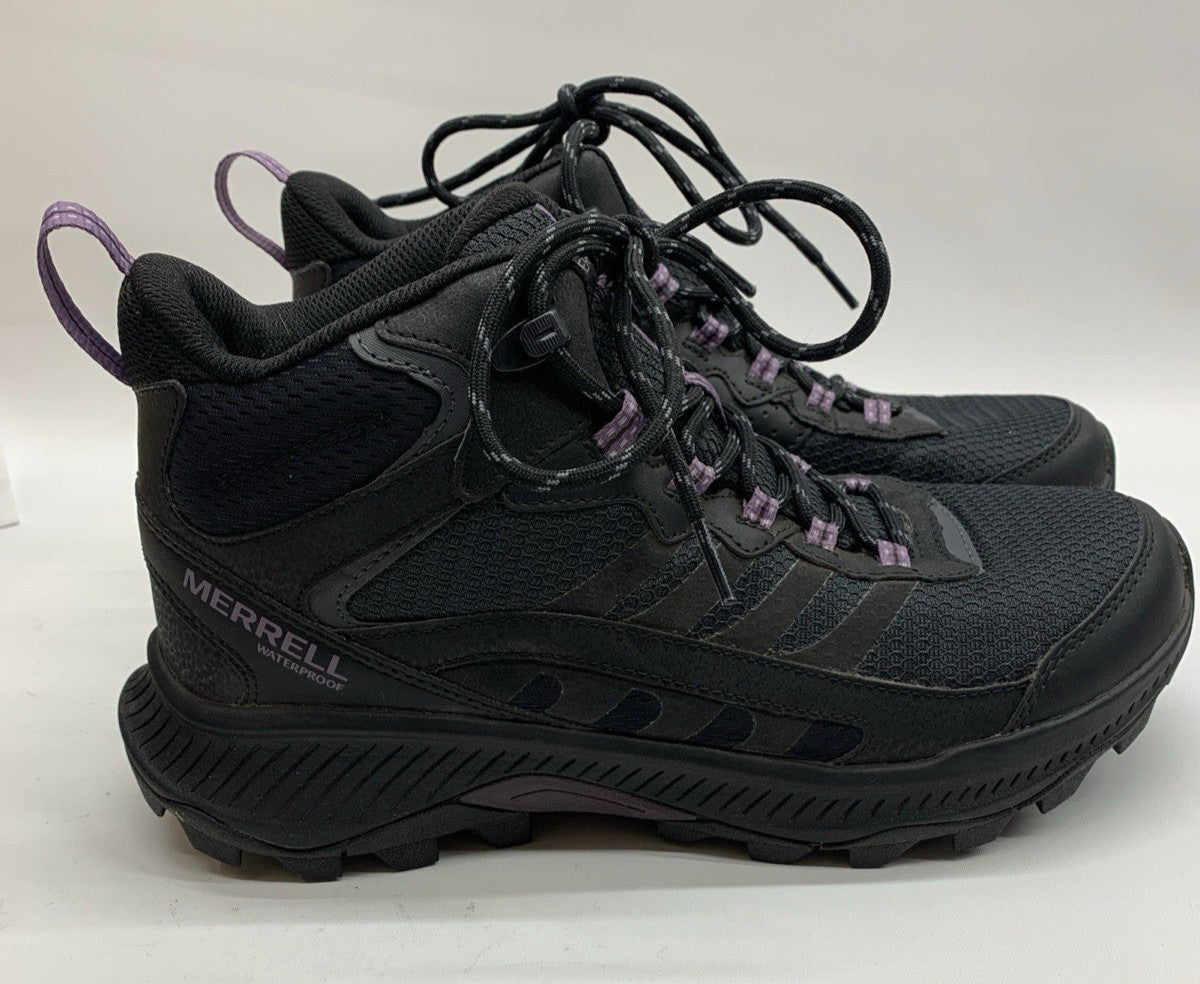 Merrell Women's Speed Strike 2 Mid Wp Black Boots 9.5 Black Purple J038274 Lace