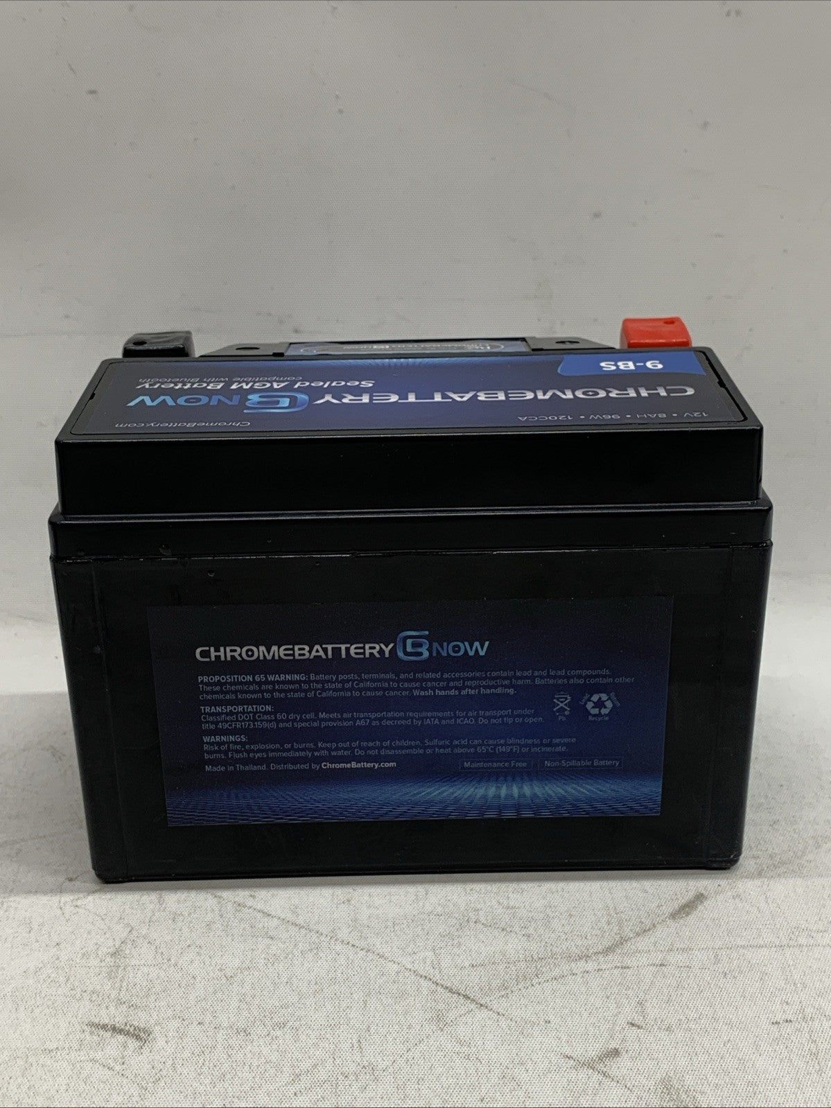 Chrome Battery Sealed AGM Battery 9-BS (BTN-M00005) 12V 8AH 96W 120CCA - 2 Pack