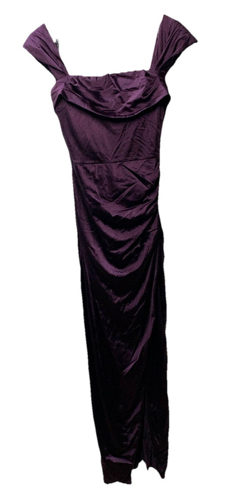 Popilush Women's Long Maxi Dress Shapewear Bodycon Ruched High-Slit Purple Large