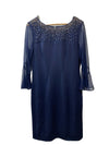 Alex Evenings 8160208 Navy Embellished Illusion Neckline Sheath Dress Size 12