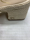 Sam Edelman Women Tracie Heel Size 8M Natural Weave Squared Toes Slingback Strap