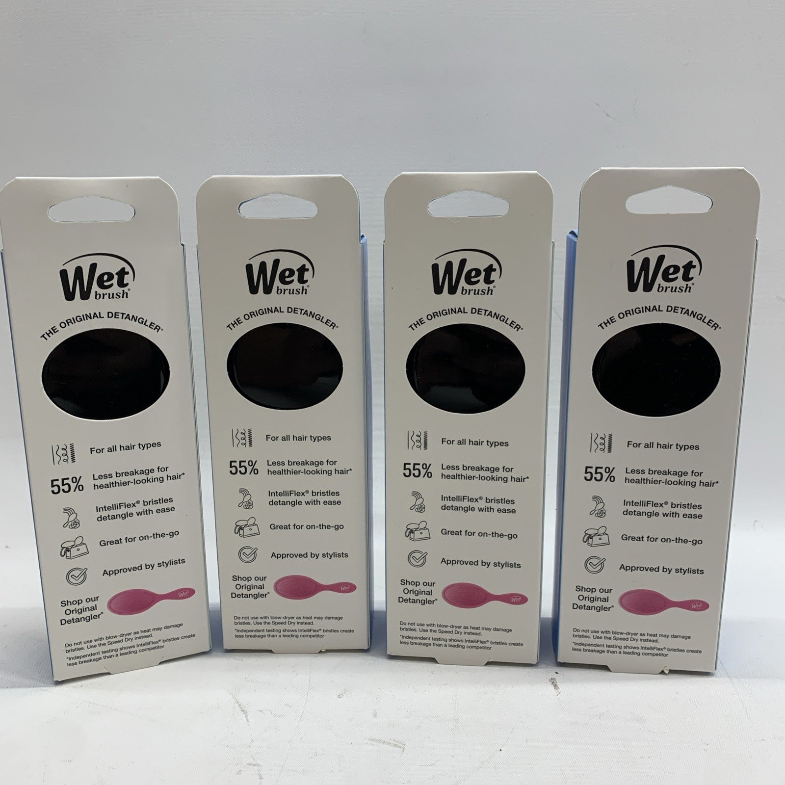 Wet Brush MINI Detangler Hair Brush Black Travel Size for wet & Dry Skin 4 Pack