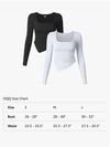 OQQ 2 Piece Tops Long Sleeve Square Neck Undershrub' Stretch Fitted Tee Size S