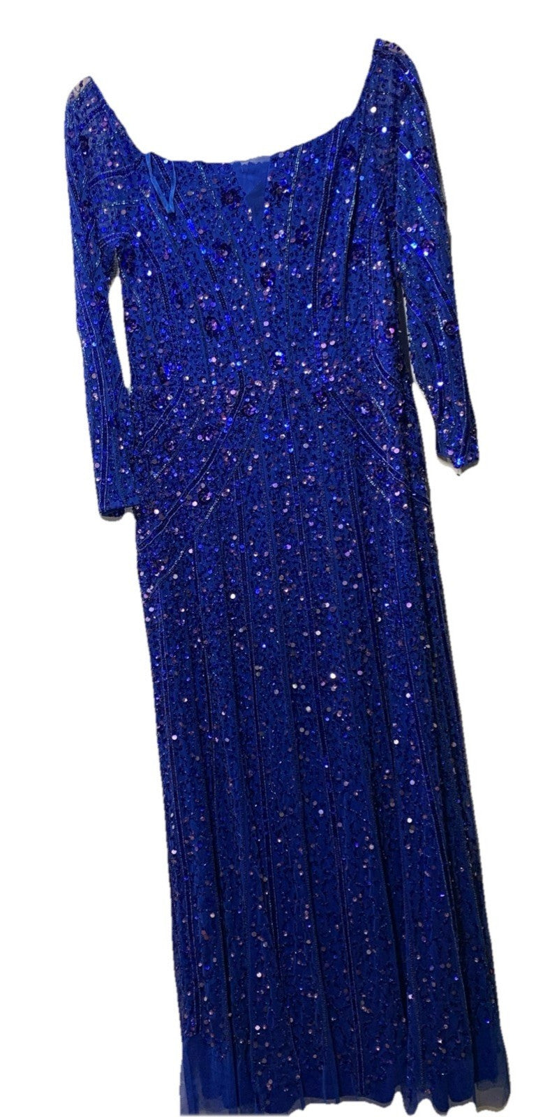 Adrianna Papell Women's Beaded Off Shoulder Long Sleeve Gala Gown Dress Size 12
