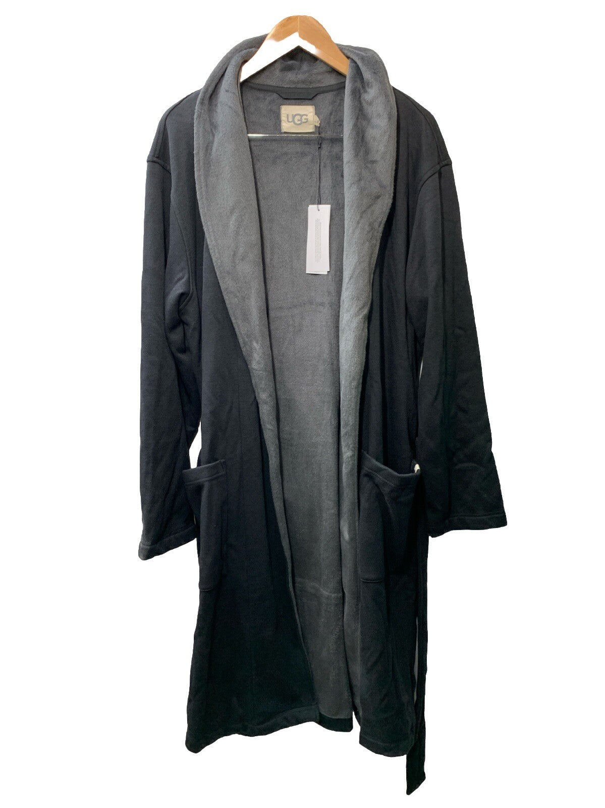 UGG Men's Robinson Robe Black Heather Grey Lined 1096932 Size M/L Long Sleeve