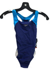 Speedo Girl's 10 Swimsuit One Piece Infinity Splice Thick Strap Deep Water Blue