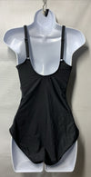 DKNY Women's Surplice Ruched Spaghetti Strap One Piece Swimsuit Size M Black