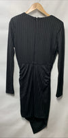 BCBGMAXAZRIA Women's Mini Dress Cocktail Asymmetrical Long Sleeve Black Size S