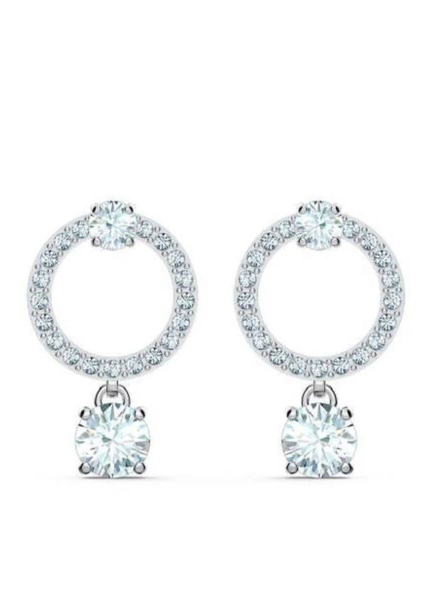 Women' Swarovski Stud Attract Circle 5563278 Earrings White Crystals Jewelry