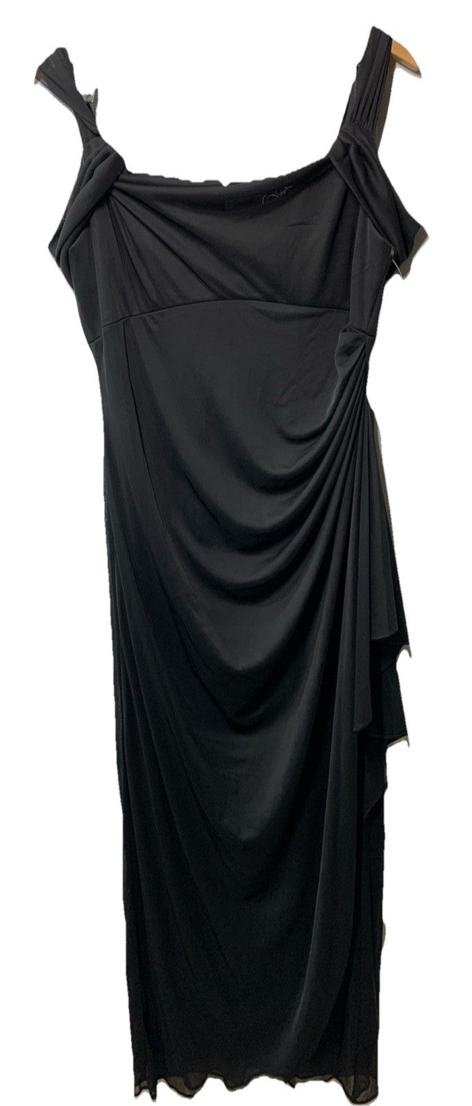 Alex Evenings Women's Draped Cold-Shoulder Evening Dress Formal Wedding Black 12