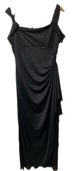 Alex Evenings Women's Draped Cold-Shoulder Evening Dress Formal Wedding Black 12