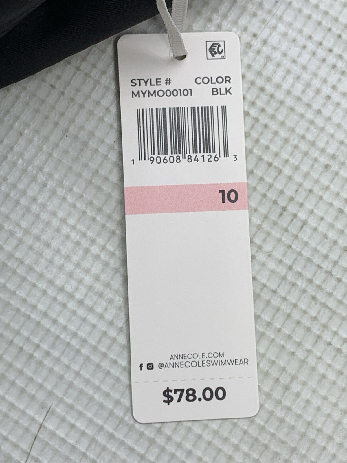 AnneCole Women's Standard Classic One Piece Swimsuit Size 10 Black Swimwear