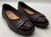 Clarks Women's Leather Ballet Flat Meadow Rose Wine Sandal Size 6.5M Slip-on