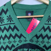 FOCO Women's Size Small New York Jets NFL Team Logo Ugly Holiday V-Neck Sweater