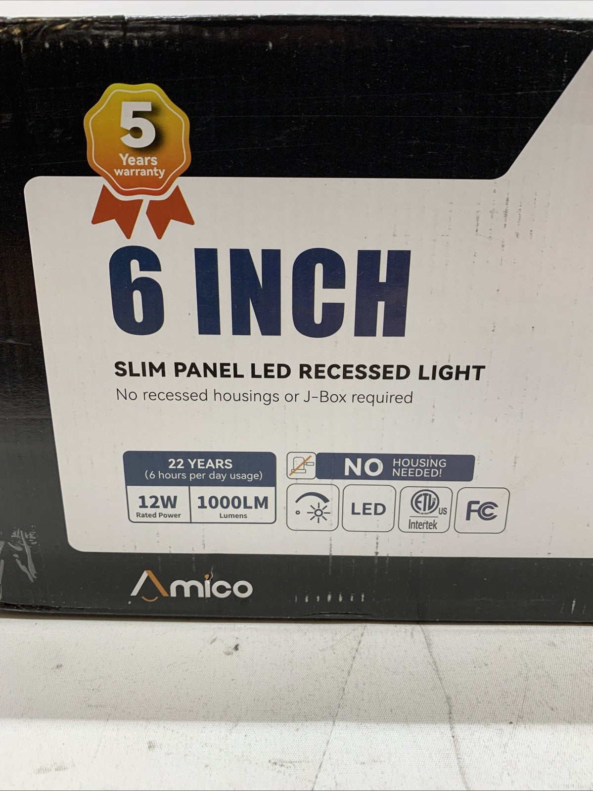 Amico 6 Inch 5CCT Ultra-Thin Slim Panel LED Recessed Light 12W 1000LM - 24 Pack