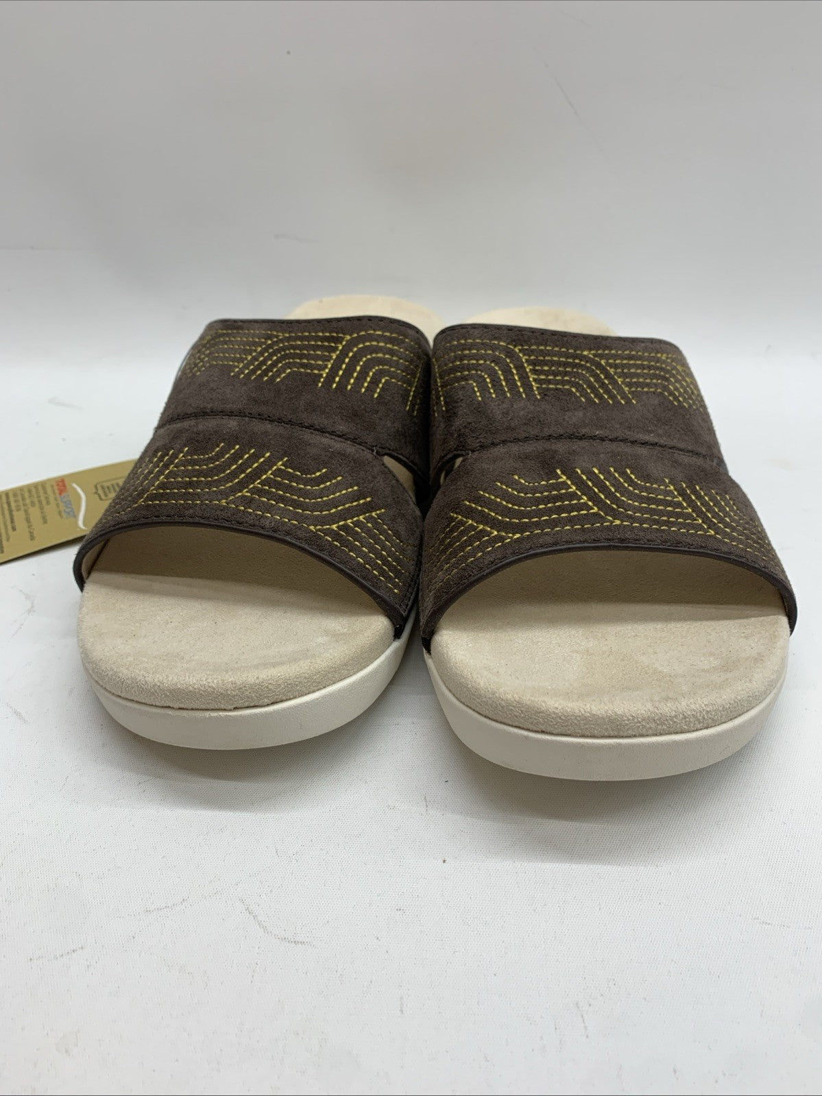 Spenco Womens Twilight Ellie Slide Sandals Leather Brown French Roast Size 10B