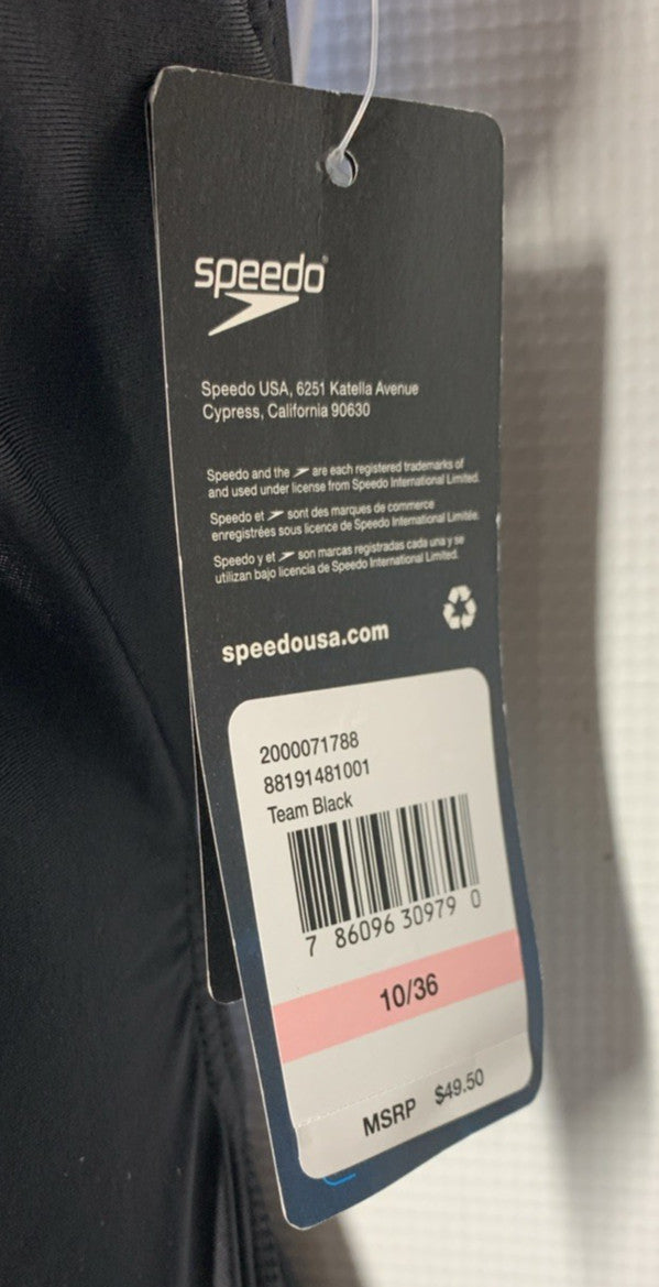 Speedo Women's Swimsuit Size 10/36 Team Black One Piece Prolt Super Pro Solid