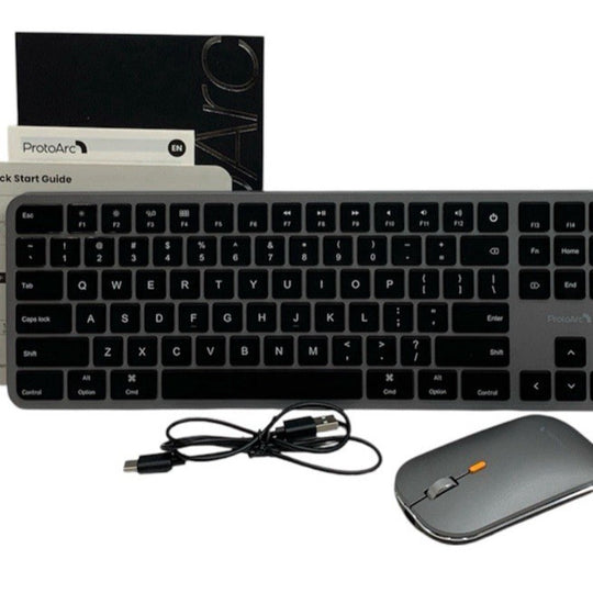 ProtoArc Backlit Bluetooth Keyboard and Mouse for Mac KM100-A Full Size Wireless