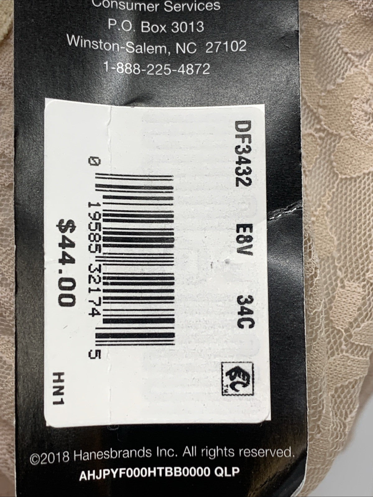Bali Women's DF3432 Lace N' Smooth beige seamless full coverage bra, 34C size, soft fabric and delicate lace details.