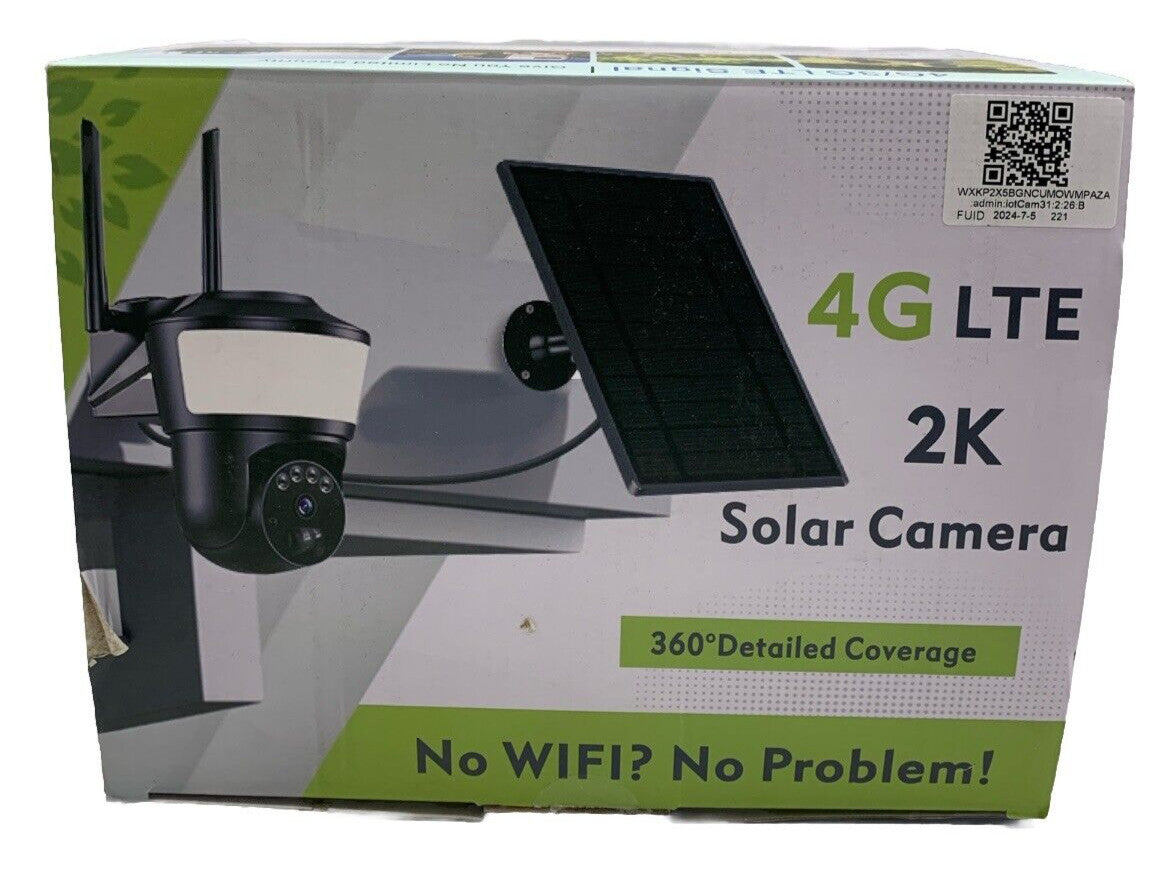 2K HD Solar Security Cameras Wireless Outdoor 360° Detailed Coverage 4GLTE Black