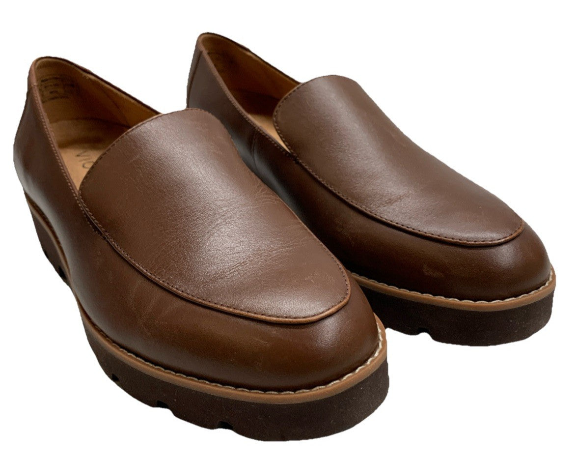 Vionic Women's Ava Wedge Loafer Brown Size 7W Slip-on Shoes Business Formal