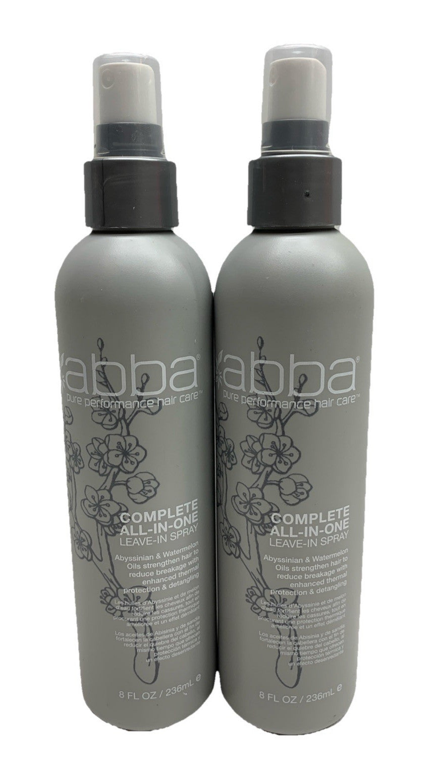 Abba Complete All-In-One Leave-In Spray Heat Protection Detangling 8oz/236ml 2pk