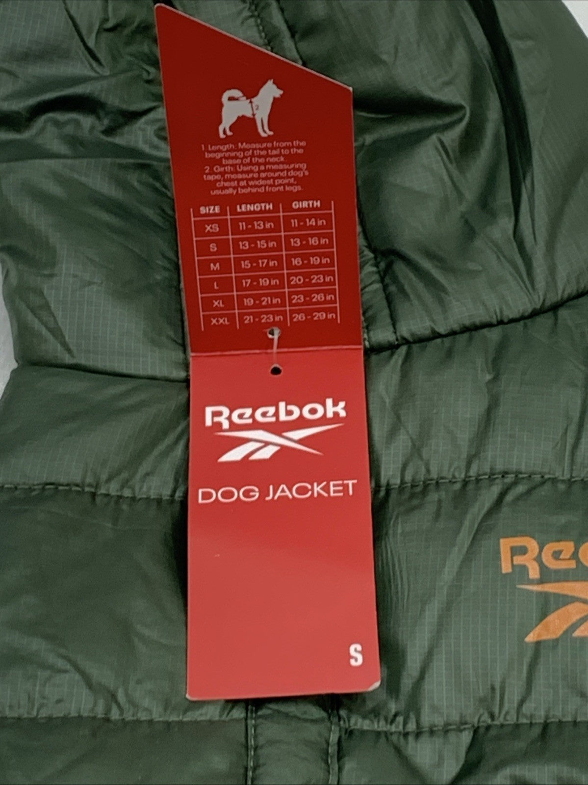 Reebok Dog Puffer Jacket Waterproof/Windproof Vest Hoodie Winter Clothes -Small