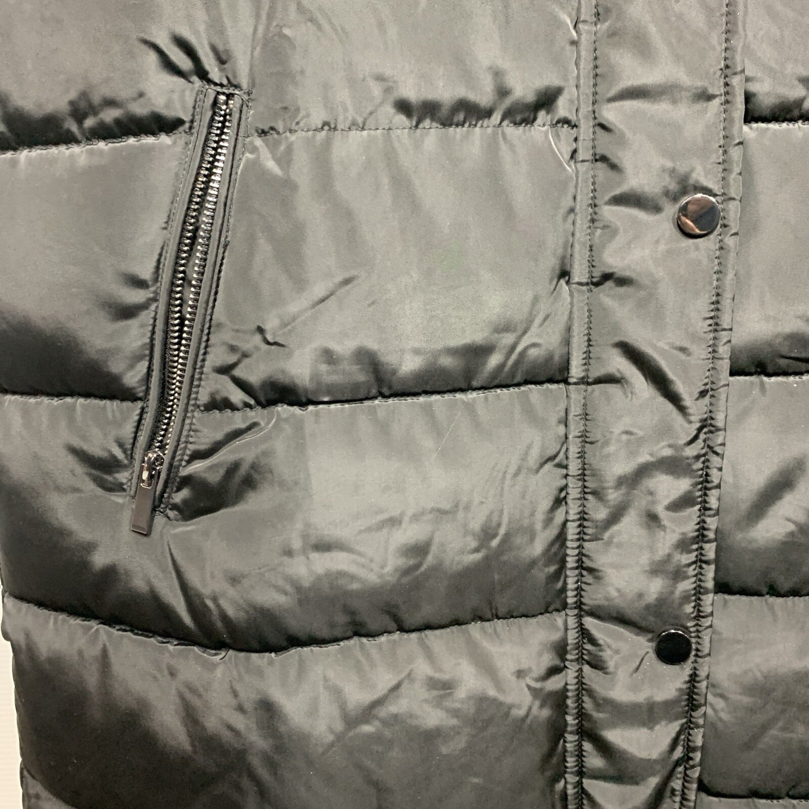 Sebby S.E.B. SSP1418 Womens Black Detachable Hood Zip Long Puffer Vest Size L