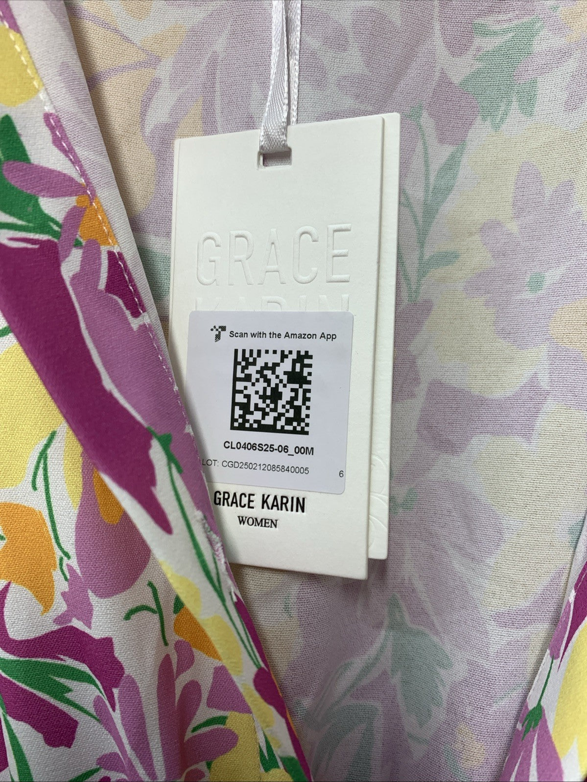 GRACE KARIN Women's Boho Tie Belt Short Puff Sleeve A Line Maxi Dress Size Med