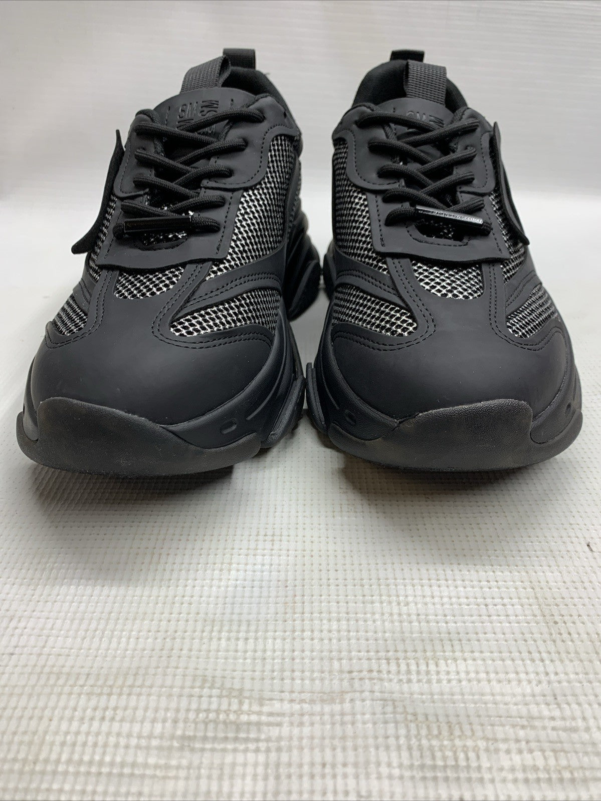 Steve Madden Mens Possession Platform Sneaker 10.5M Black Sliver Mesh Lace-up