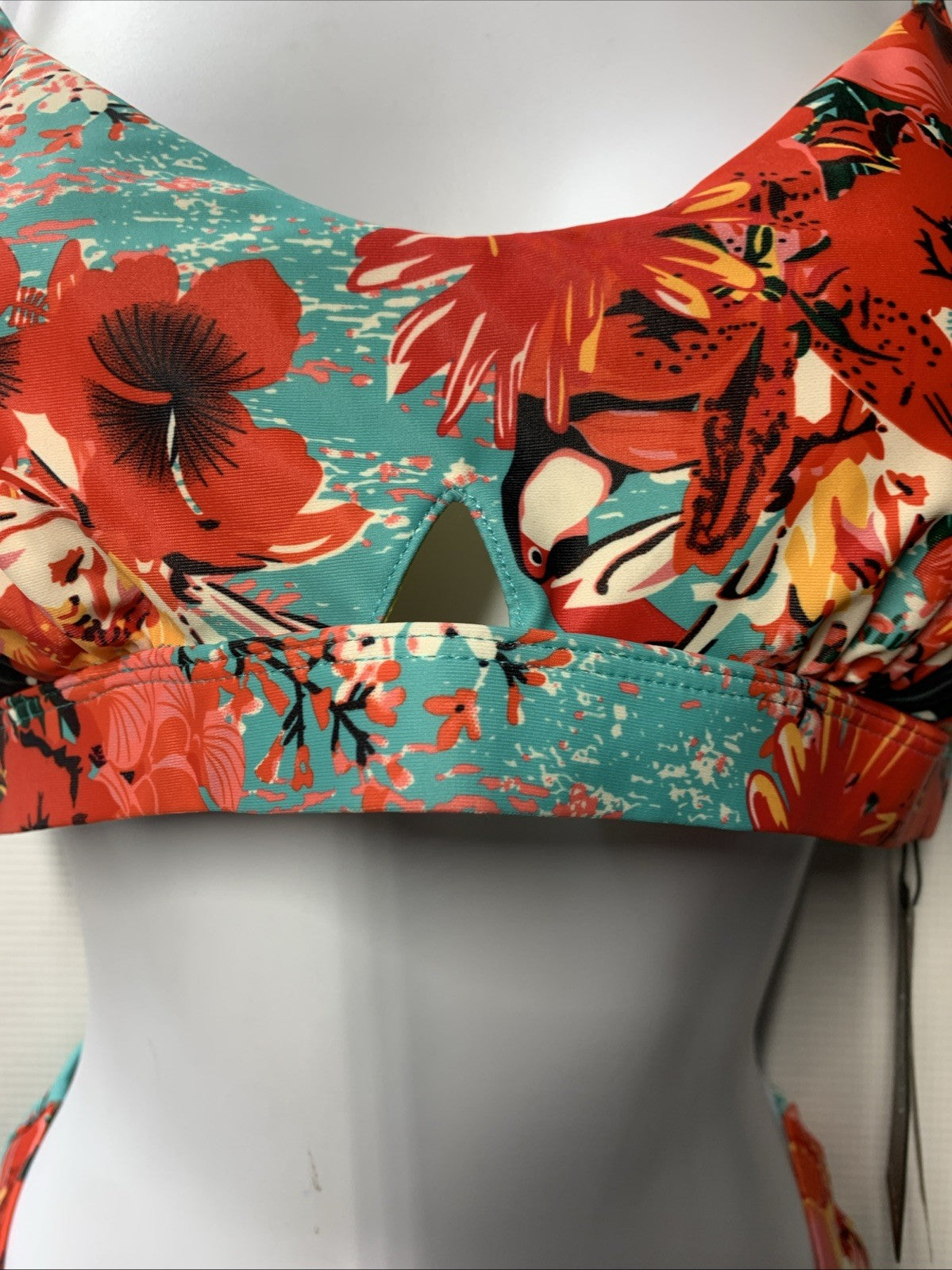 RELLECIGA Low Waisted Bikini Set Scoop Neck Cutout Two Piece Swimsuit Floral Med