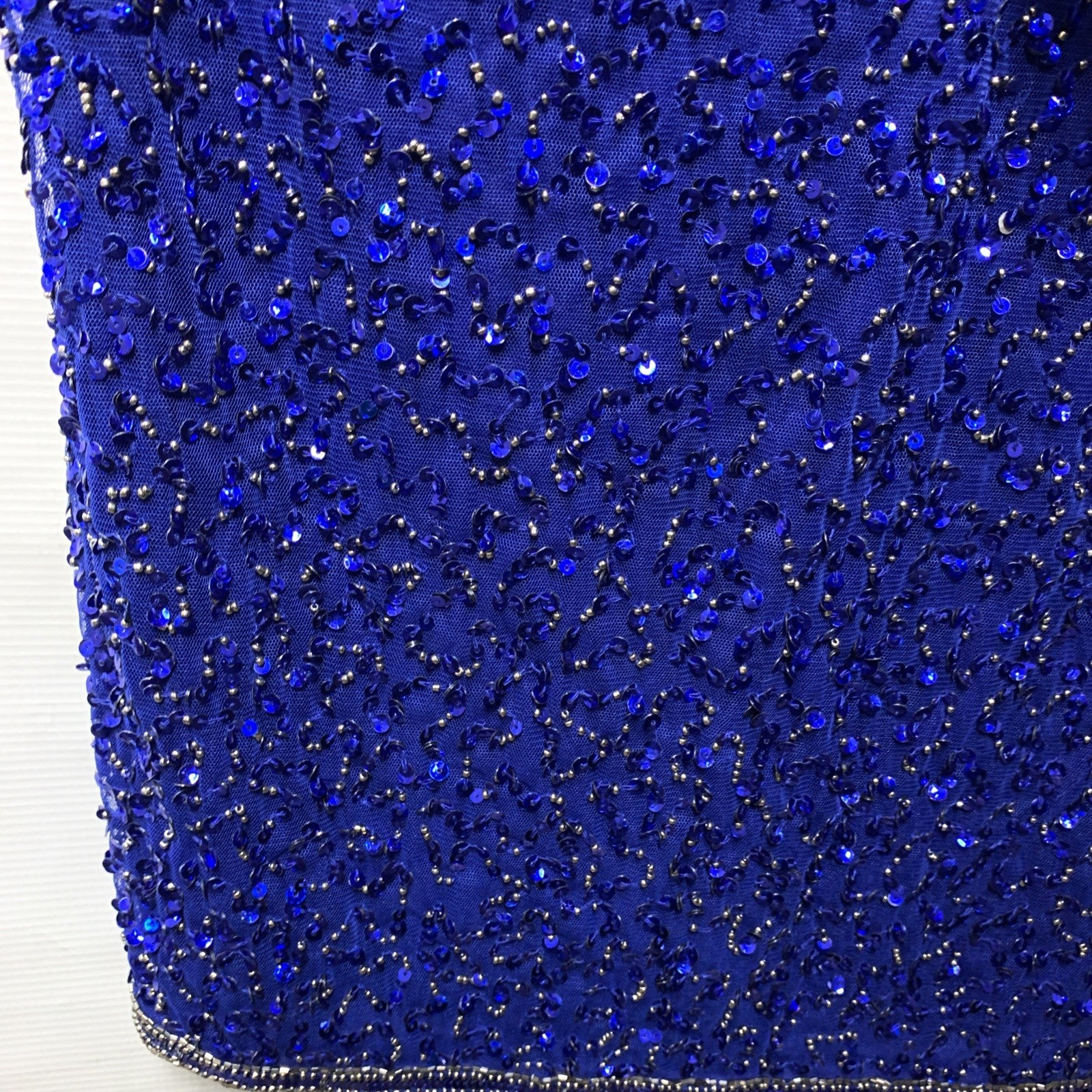 J Kara JKARA Women's Caplet Short Cocktail Beaded Sequins Blue Dress Size 12
