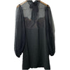 BCBGMAXAZRIA Women's Long Puff Sleeve Mock Neck Mini Evening Dress Black Size 16