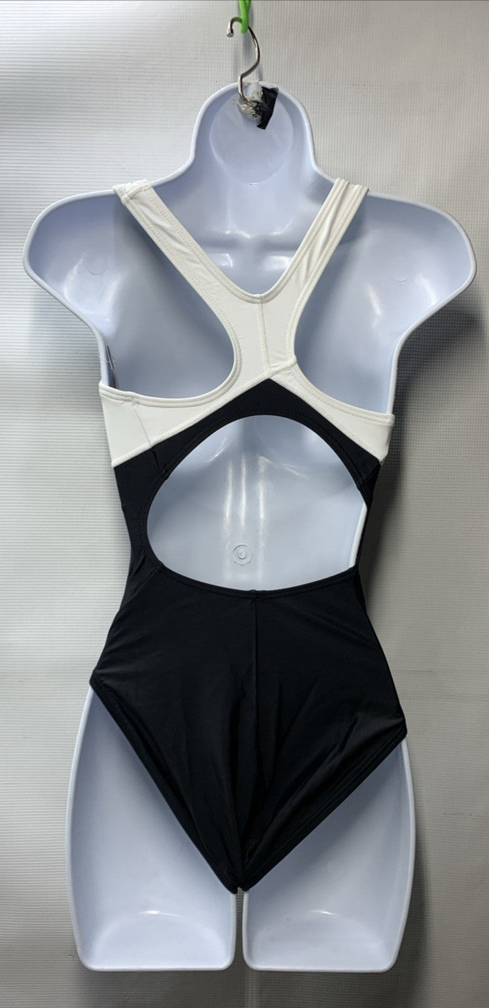 TYR MALIT1A Alliance T-Splice Maxfit One Piece Swimsuit Size 32(M) Black/White