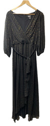 DKNY Women's Double Strap Cold Shoulder Gown Size 12 Black ED21A570 3/4 Sleeve