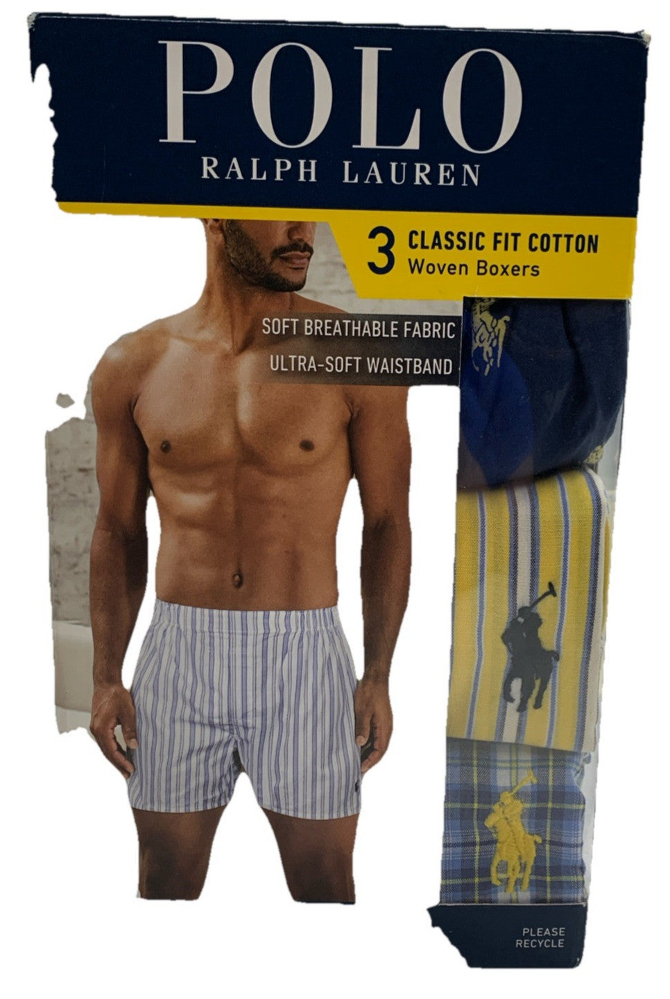 Polo Ralph Lauren Men's X-Large Classic Fit Cotton Woven Boxers Shorts - 3 Pack