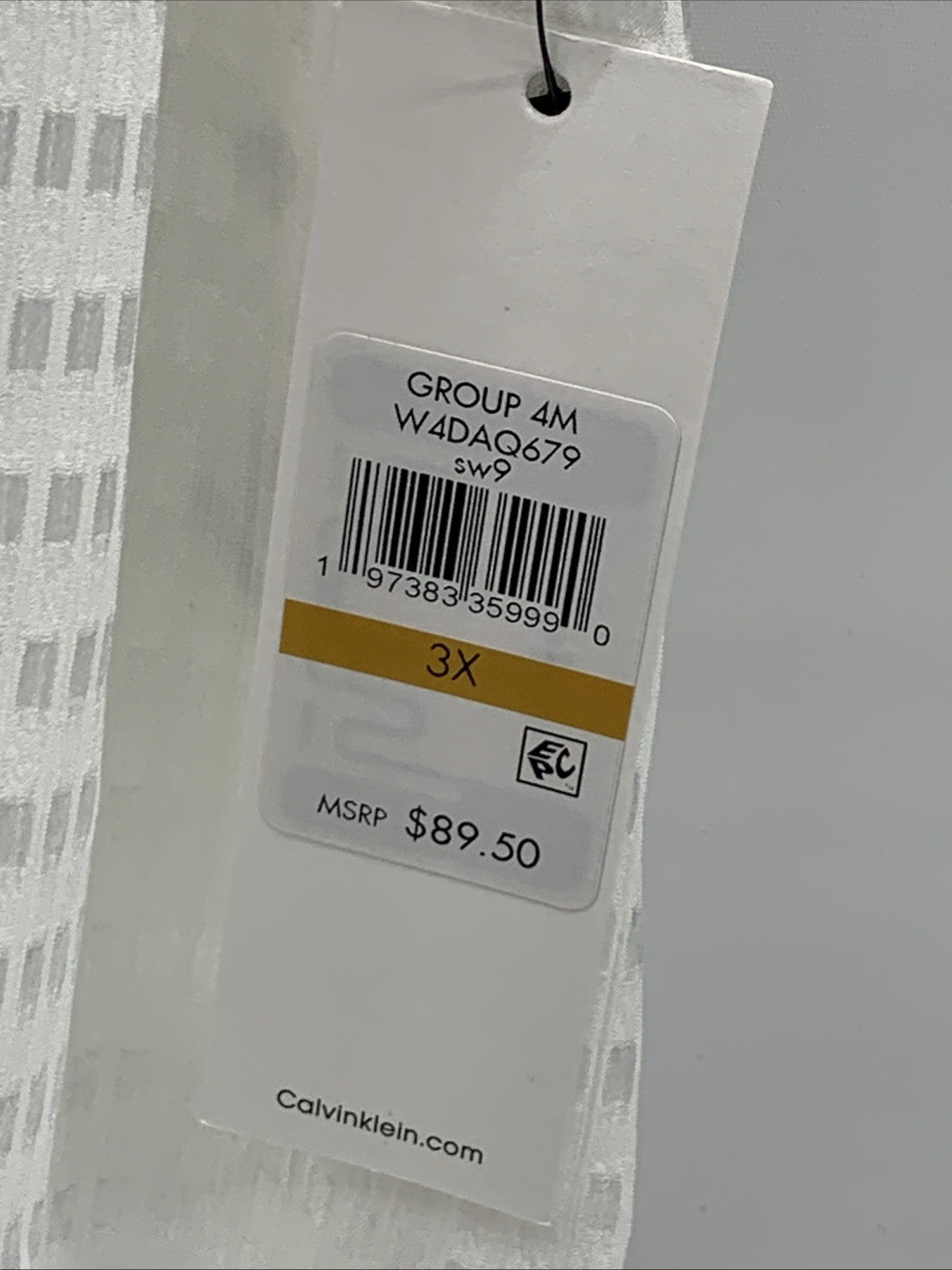 Calvin Klein Women's Short Sleeve Jaquard V-nevk Top White W4DAQ679 Size 3X